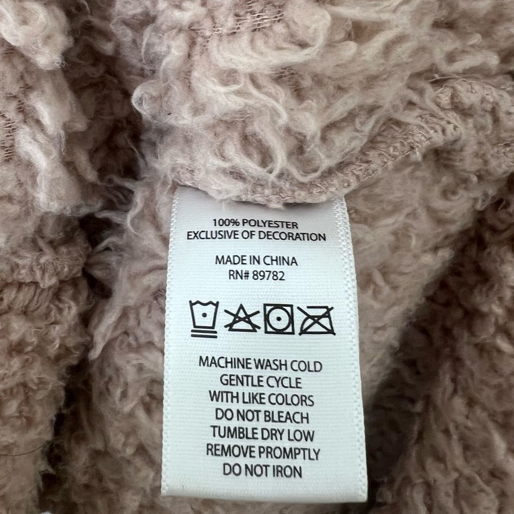 Natori Plush Lounge Cardigan Robe Fuzzy Teddy Sherpa in Rose Size L/XL - Picture 12 of 13